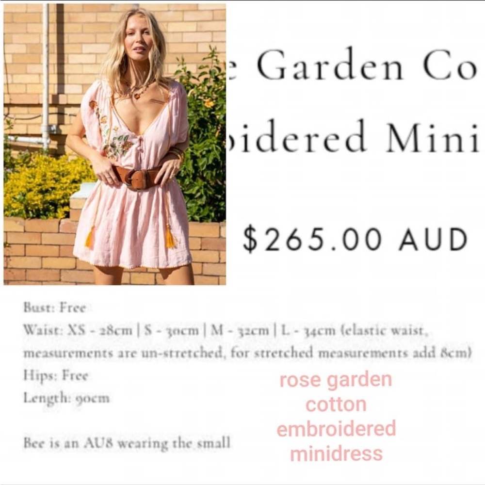 NWT Chasing Unicorns Rose Garden Cotton Embroidered Mini Dress Generous Fit - Picture 2 of 9